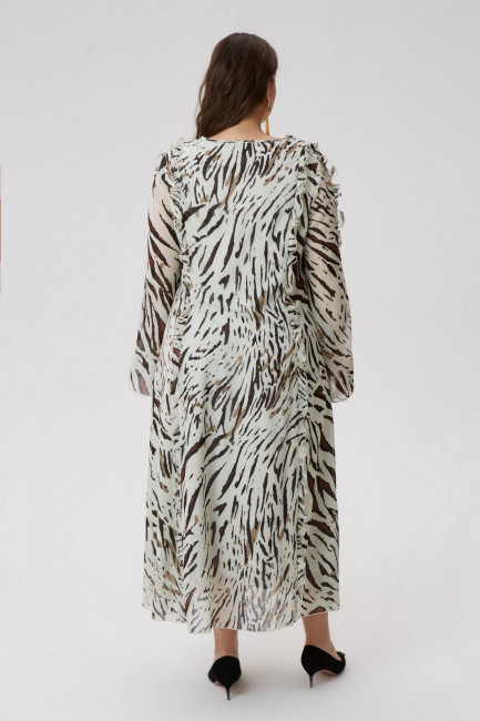 Двуслойное платье с рюшами и принтом зебра