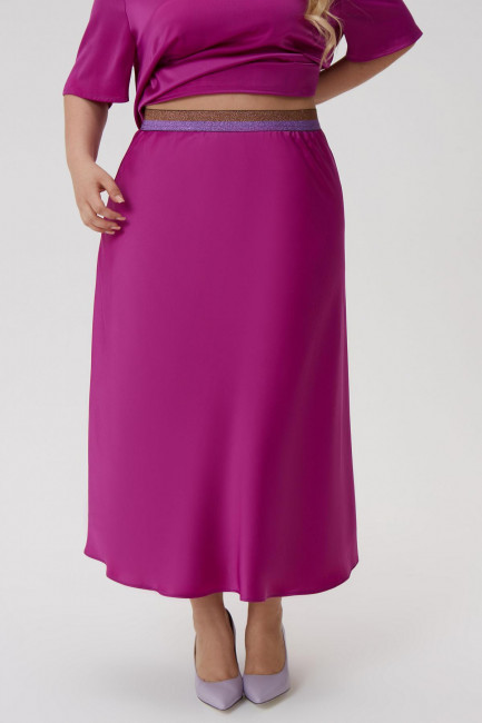 Бельевая юбка комбинация в оттенке фуксия на подкладке