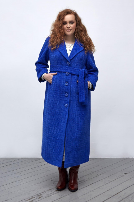 Твидовое приталенное пальто жакет длиной макси на фигуру большого размера плюс сайз купить в магазине модной одежды больших размеров