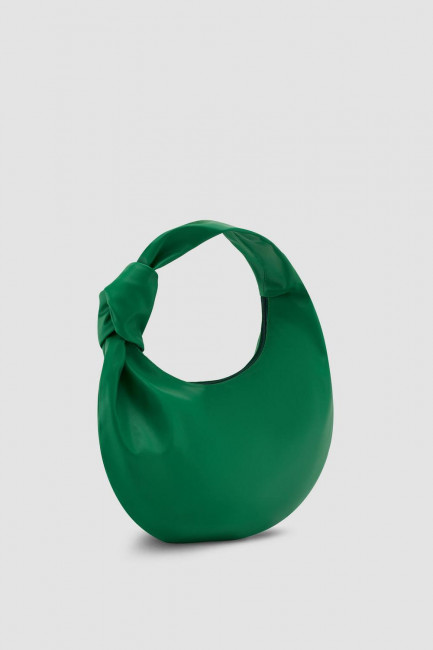 Зеленая сумка хобо из экокожи