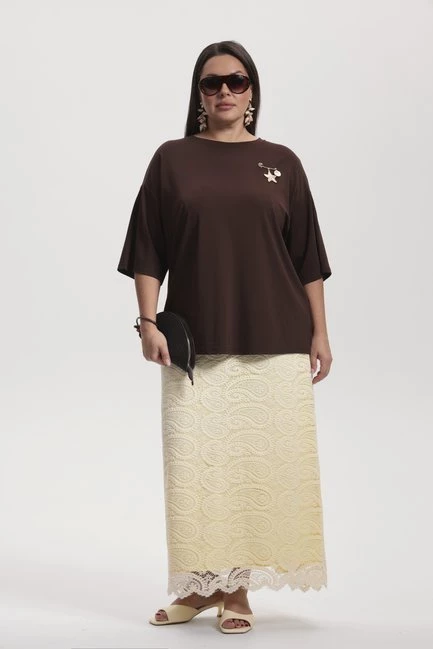 Футболка оверсайз с круглым вырезом – большой размер Plus Size – фото каталога