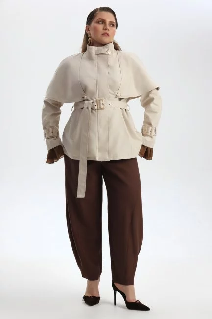 Тренч миди со съемной пелериной