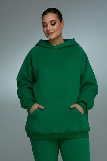Зеленое худи relaxed fit с начесом