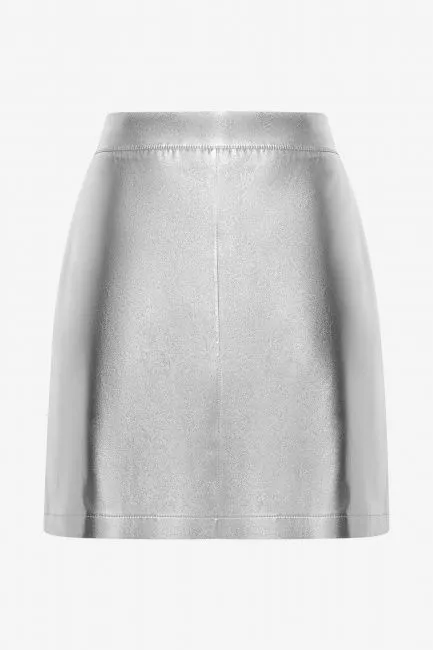 Юбка мини из металлизированной экокожи