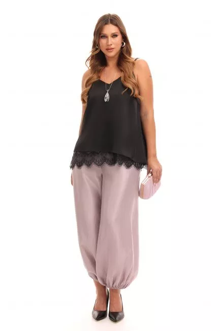 Брюки пеплум из поливискозы с металлизированным блеском