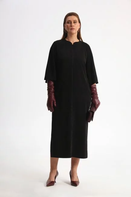 Платье кимоно макси с разрезами и напылением