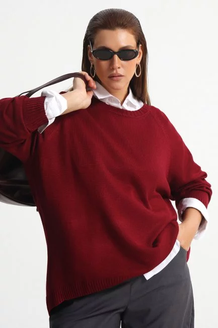 Джемпер бойфренд с круглым вырезом