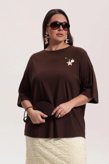 Футболка оверсайз с круглым вырезом – большой размер Plus Size – фото каталога