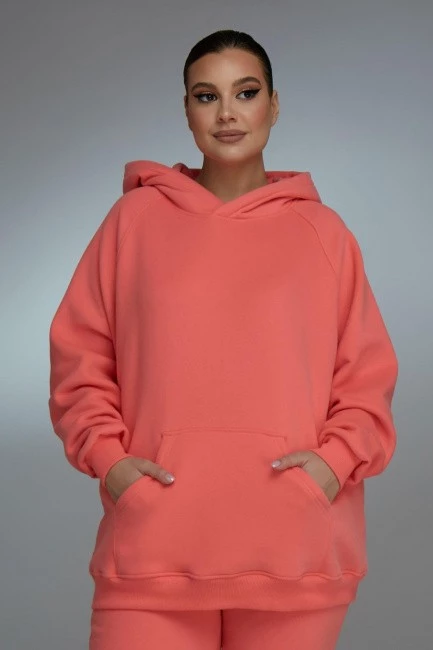Розовое худи  relaxed fit с утеплителем