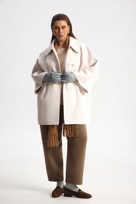 Полупальто реглан с  принтом хэрингбон