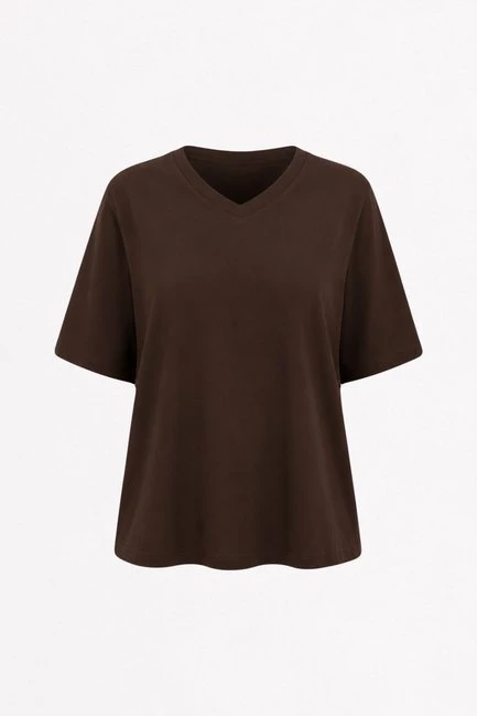Футболка с вырезом из хлопка – большой размер Plus Size – фото каталога