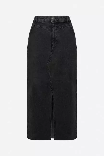 Юбка из денима с разрезом и необработанным низом