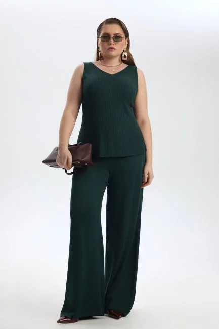 Брюки палаццо из вязаной вискозы