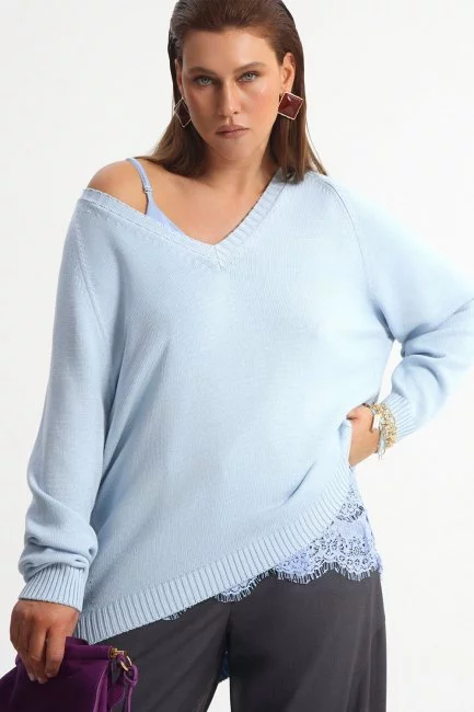 Голубой пуловер из смесовой вискозы