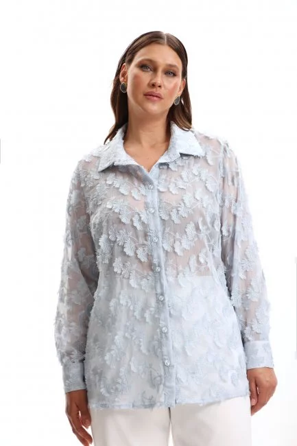 Блузка из тенселя с эффектом 3Д