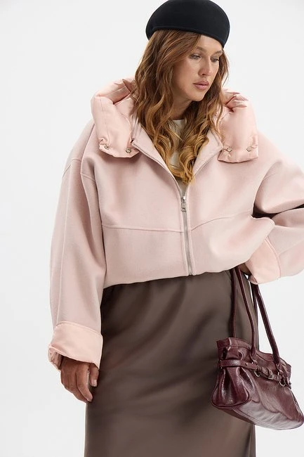 Куртка дабл фэйс из шерсти с кашемиром – большой размер Plus Size – фото каталога