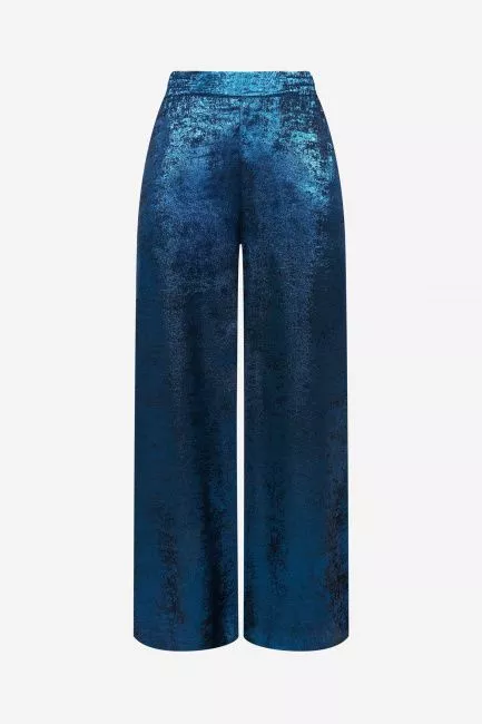Брюки палаццо с фольгированным эффектом