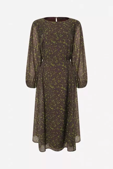 Платье двуслойное с салатовым принтом