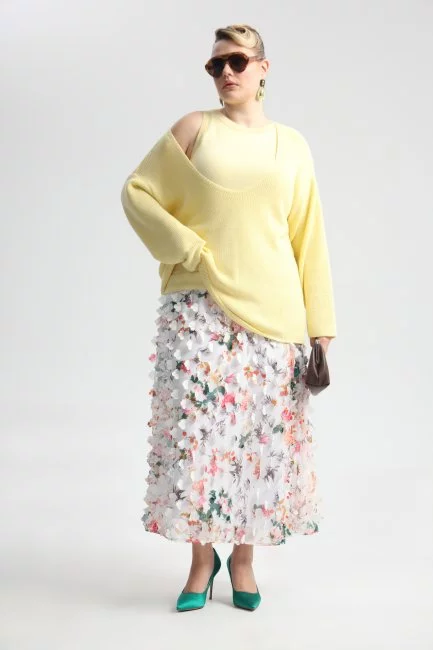 Комплект пуловер и топ из вязаного трикотажа