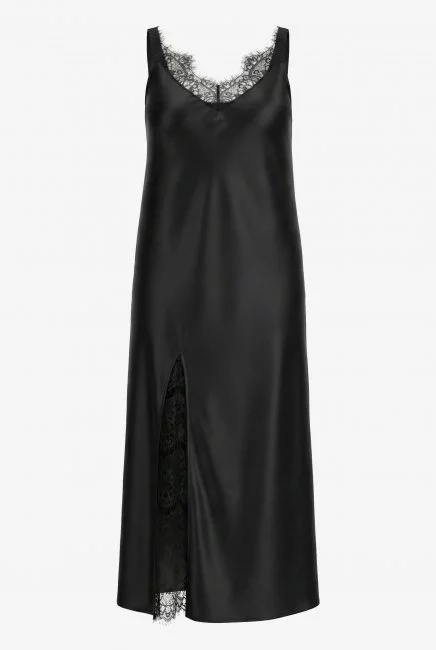 Платье в бельевом стиле с кружевной вставкой