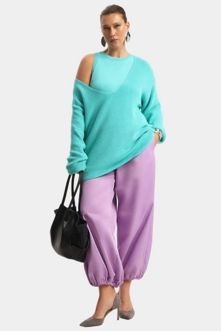 Комплект из вязаного трикотажа майка и пуловер – большой размер Plus Size – фото каталога