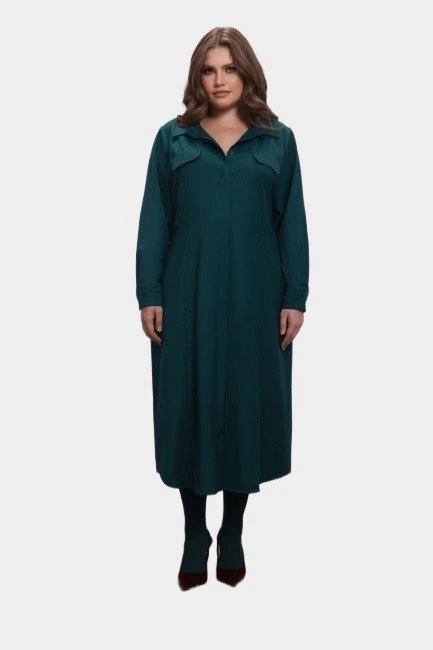Платье рубашка из облегченной костюмной ткани – большой размер Plus Size – фото каталога