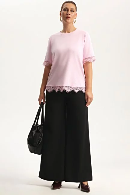 Брюки палаццо черного цвета из смесовой шерсти