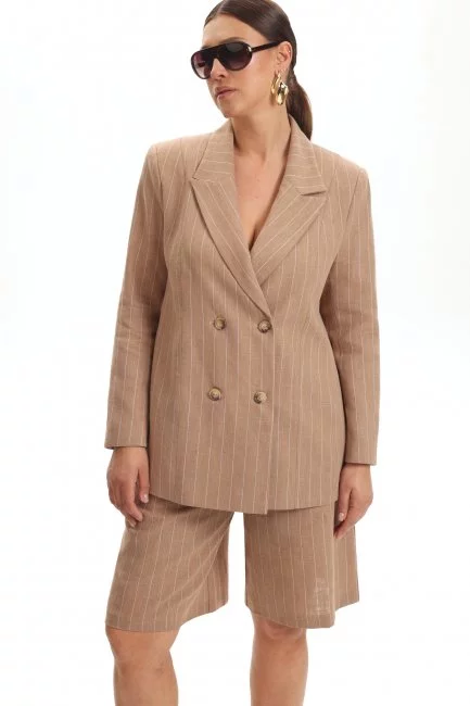 Жакет изо льна в полоску