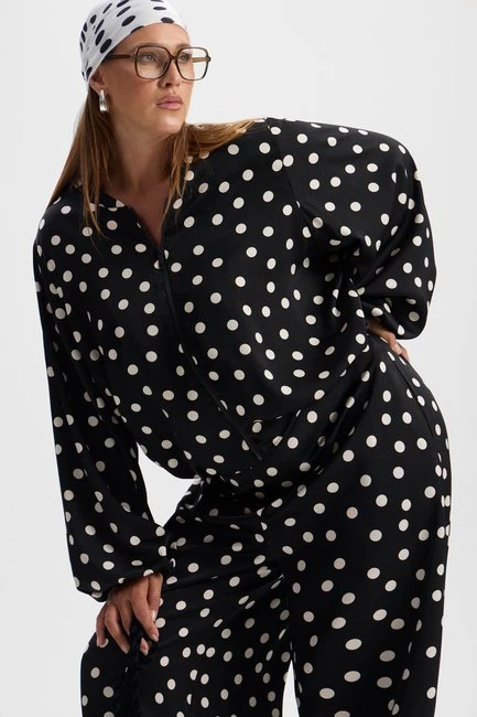 Бомбер из шелка с принтом горох – большой размер Plus Size – фото каталога