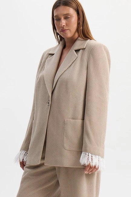 Жакет однобортный из ткани вафля – большой размер Plus Size – фото каталога