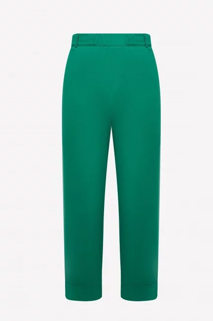 Зеленые брюки relaxed fit из хлопка с подворотом