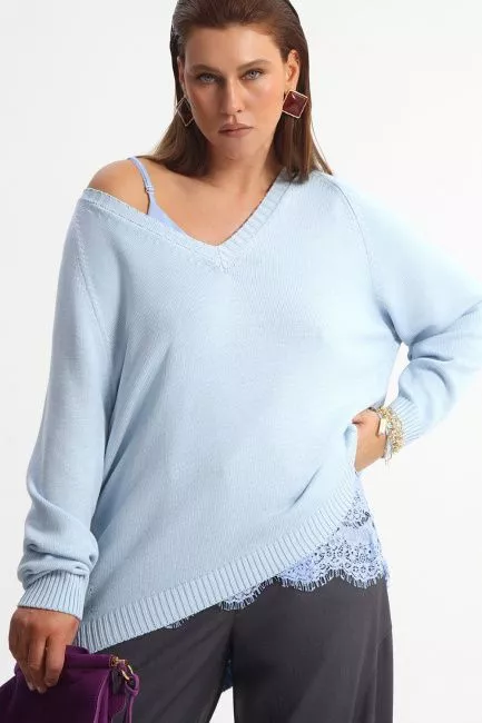 Голубой пуловер из смесовой вискозы