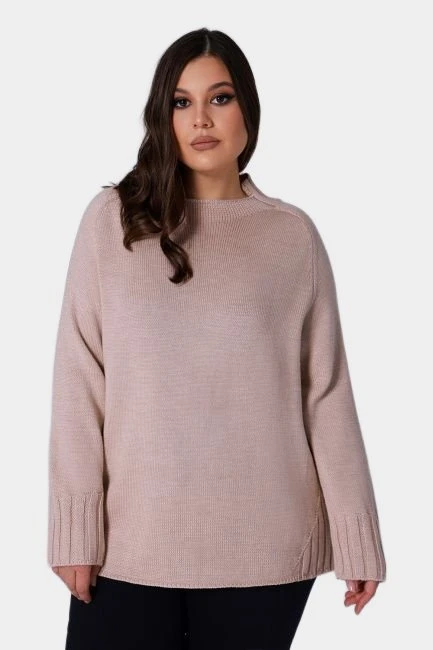 Джемпер relax fit с асимметричным воротом – большой размер Plus Size – фото каталога