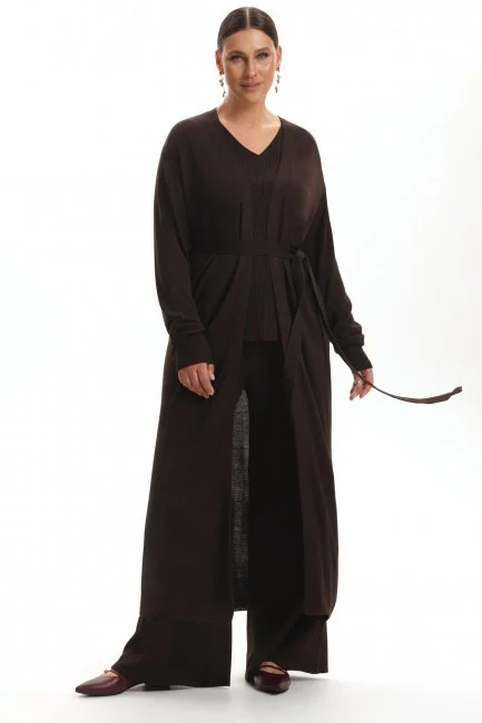 Вязаный кардиган темно-коричневого цвета