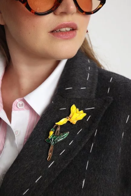 Брошь Ирис желтый