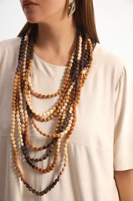 Ожерелье Коса коричневый