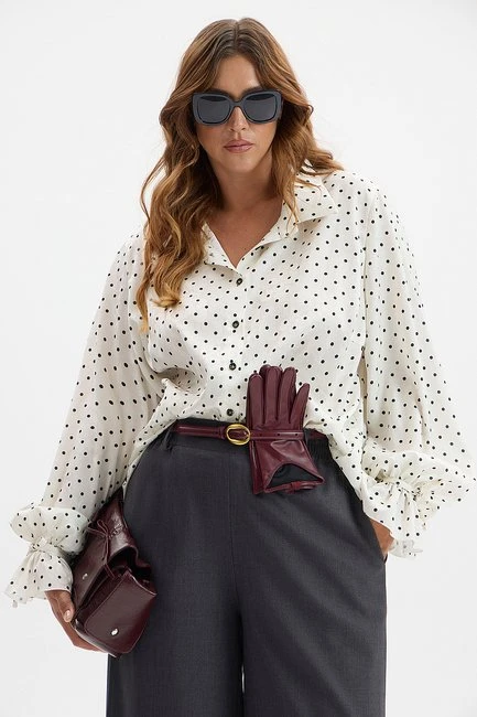 Блузка в горох – большой размер Plus Size – фото каталога