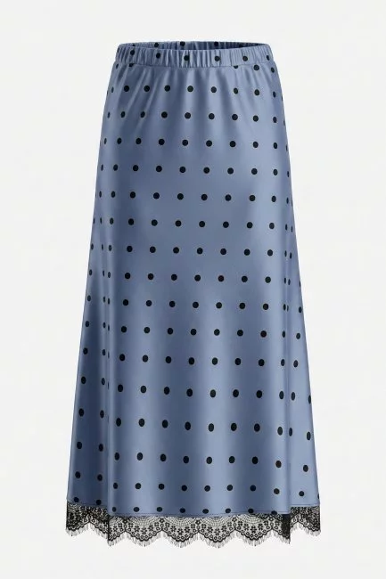 Юбка комбинация с принтом и кружевом