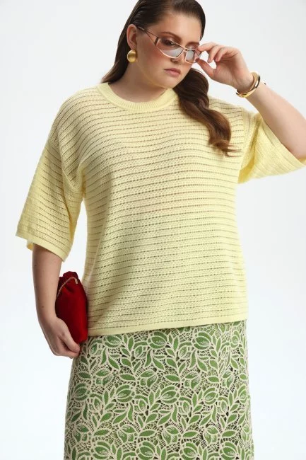 Джемпер из хлопка с фактурной вязкой