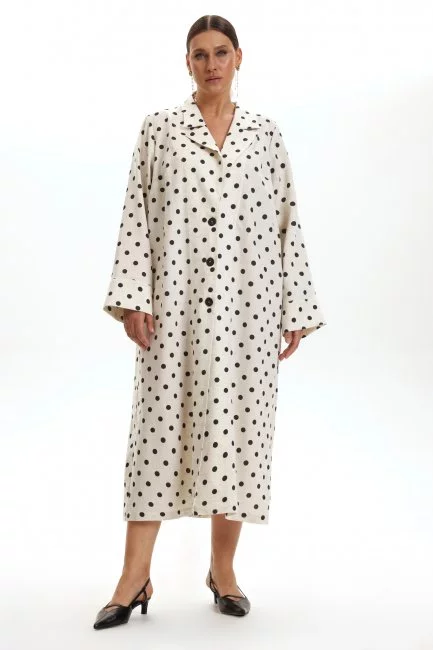 Плащ накидка изо льна с принтом