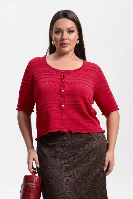 Кардиган с коротким рукавом из трикотажа – большой размер Plus Size – фото каталога