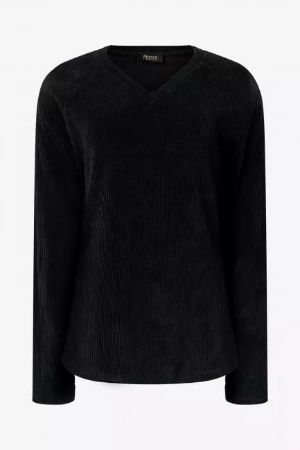 Лонгслив с V-вырезом из велюра в рубчик премиум люкс качества купить