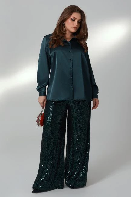Брюки палаццо на подкладке с пайетками