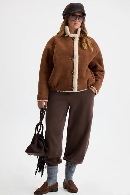 Куртка дубленка из экомеха – большой размер Plus Size – фото каталога