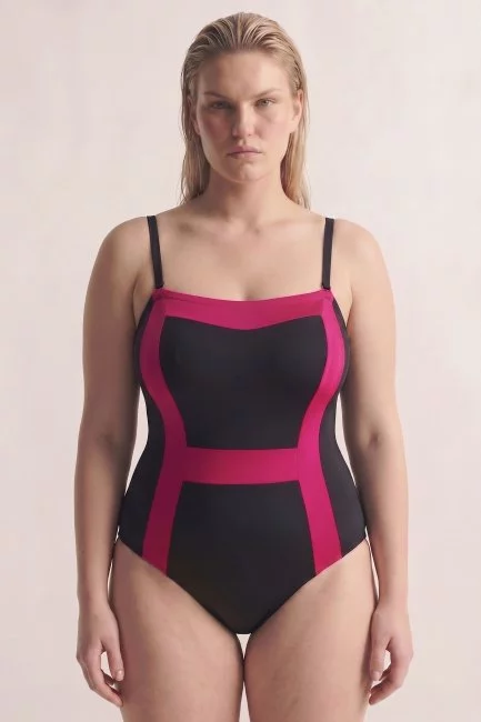 Купальник майо с корсетной вставкой и съёмными бретелями купить для крупной женщины