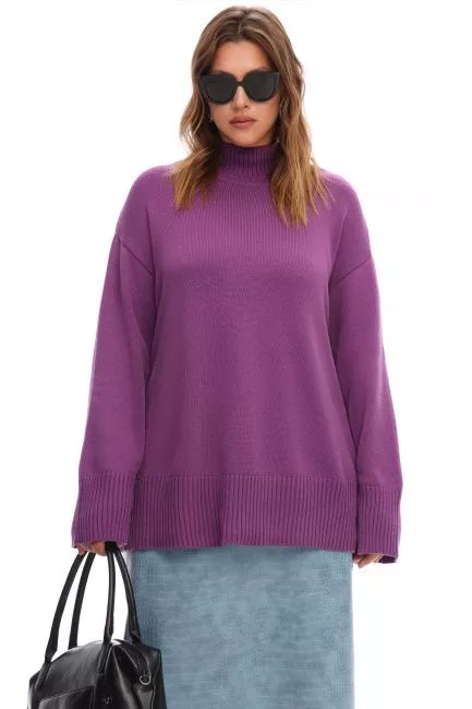 Фиолетовый джемпер relaxed fit из смесового хлопка Фиолетовый джемпер relaxed fit из смесового хлопка