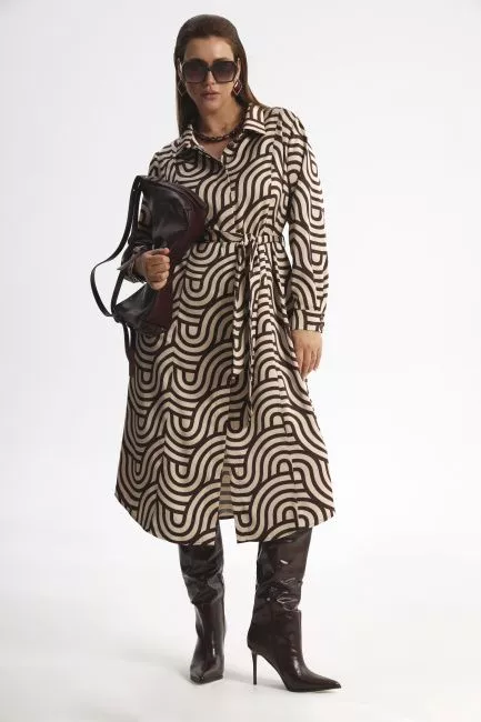 Платье рубашка из поливискозы с принтом