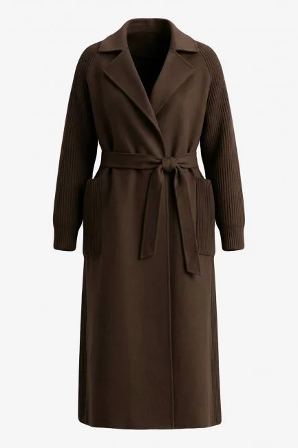 Комбинированное пальто из шерсти и кашемира