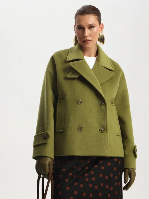 Полупальто двубортное с лацканами