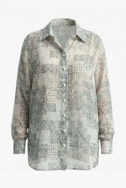 Блузка из поливискозы с серым принтом